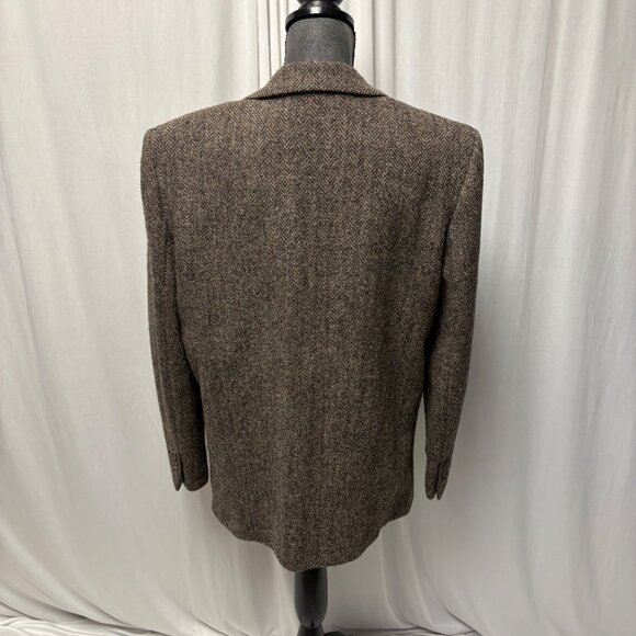 Harris Tweed Brown Herringbone Wool Blazer Womens Size 14 Vintage - Picture 5 of 12